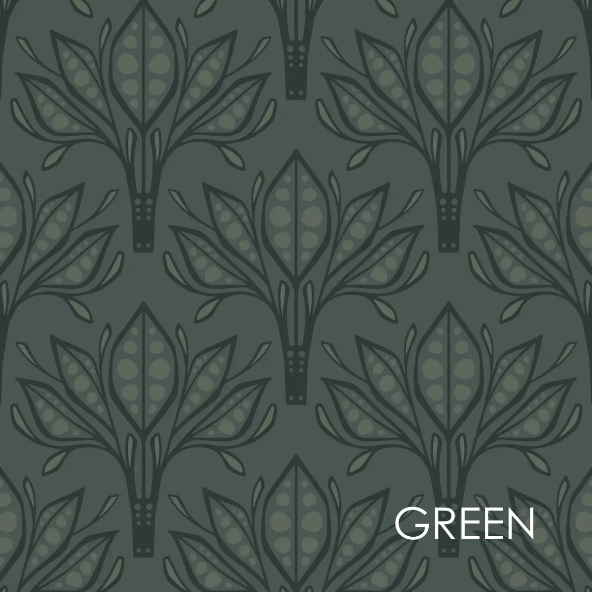 Leilani Wallpaper - Lotus Fans - by Erin Silliman Designs - Sample 1 foot by 1 foot / Green - Loomwell Home Goods