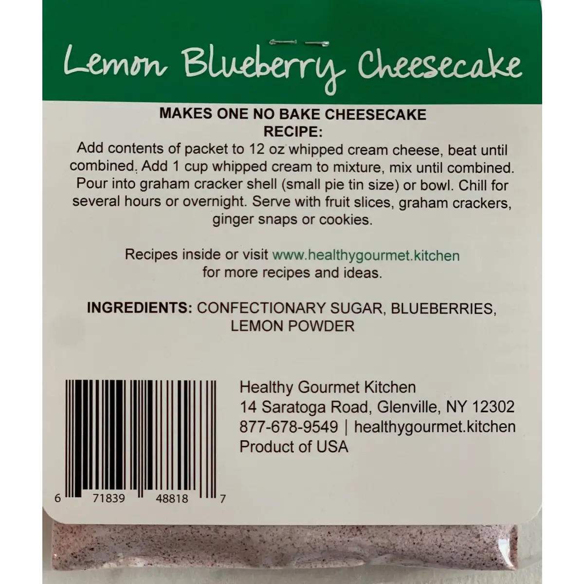 No-Bake Cheesecake Mix - Lemon Blueberry - Healthy Gourmet Kitchen