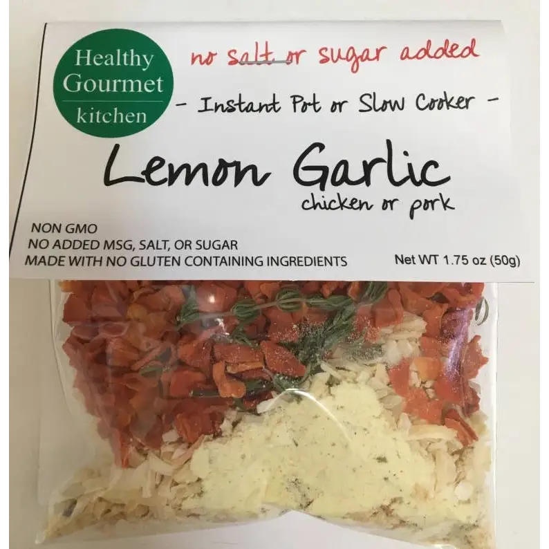 Slow Cooker Seasoning Mix - Lemon Garlic Chicken or Pork - Healthy Gourmet Kitchen