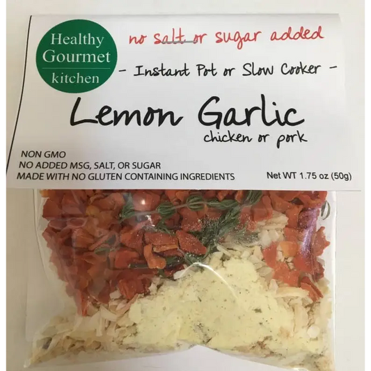 Slow Cooker Seasoning Mix - Lemon Garlic Chicken or Pork - Healthy Gourmet Kitchen