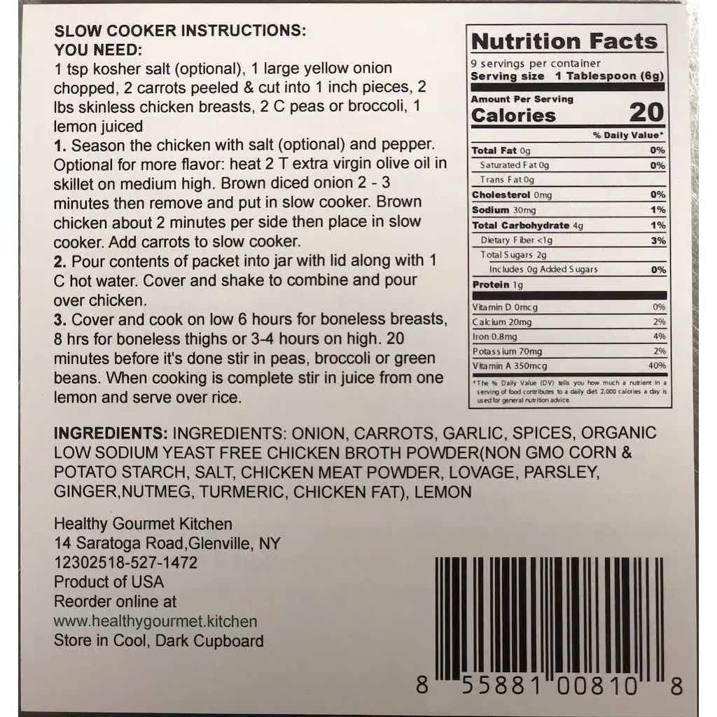 Slow Cooker Seasoning Mix - Lemon Garlic Chicken or Pork - Healthy Gourmet Kitchen