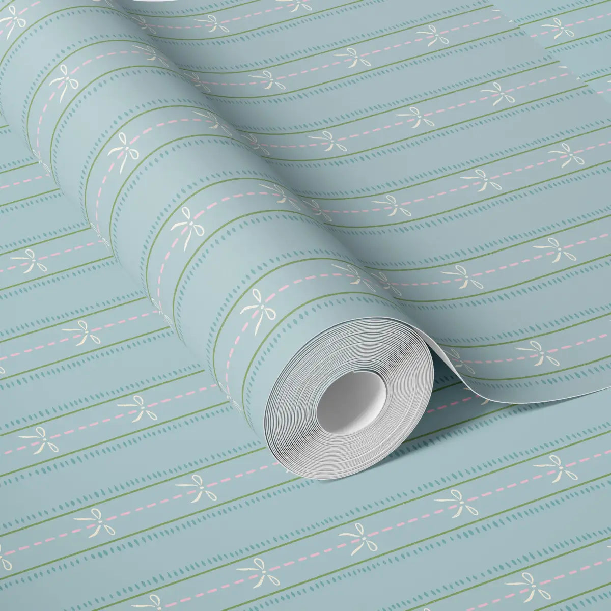 Lena Wallpaper - Bows in Stripes - by House of Haricot - Loomwell Home Goods