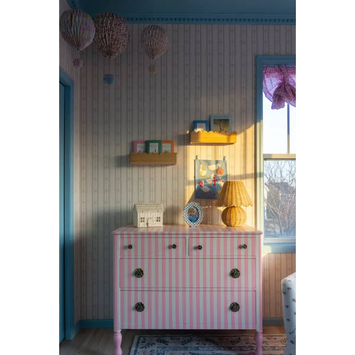 Lena Wallpaper - Bows in Stripes - by House of Haricot - Loomwell Home Goods