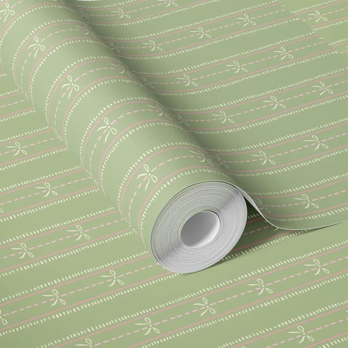 Lena Wallpaper - Bows in Stripes - by House of Haricot - Loomwell Home Goods