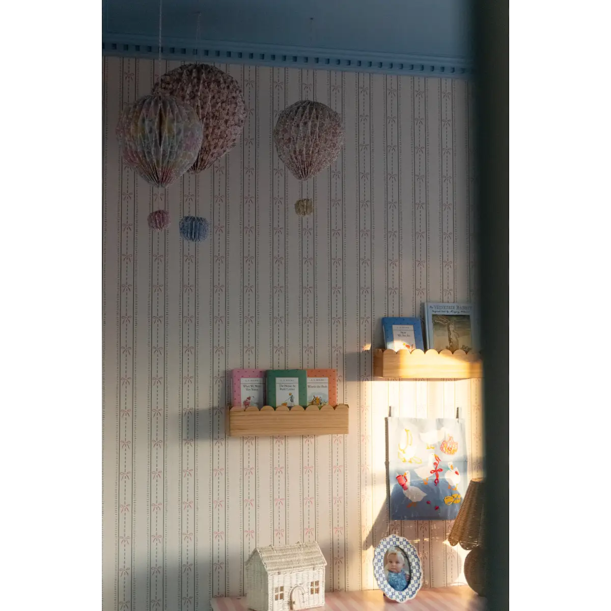 Lena Wallpaper - Bows in Stripes - by House of Haricot - Loomwell Home Goods