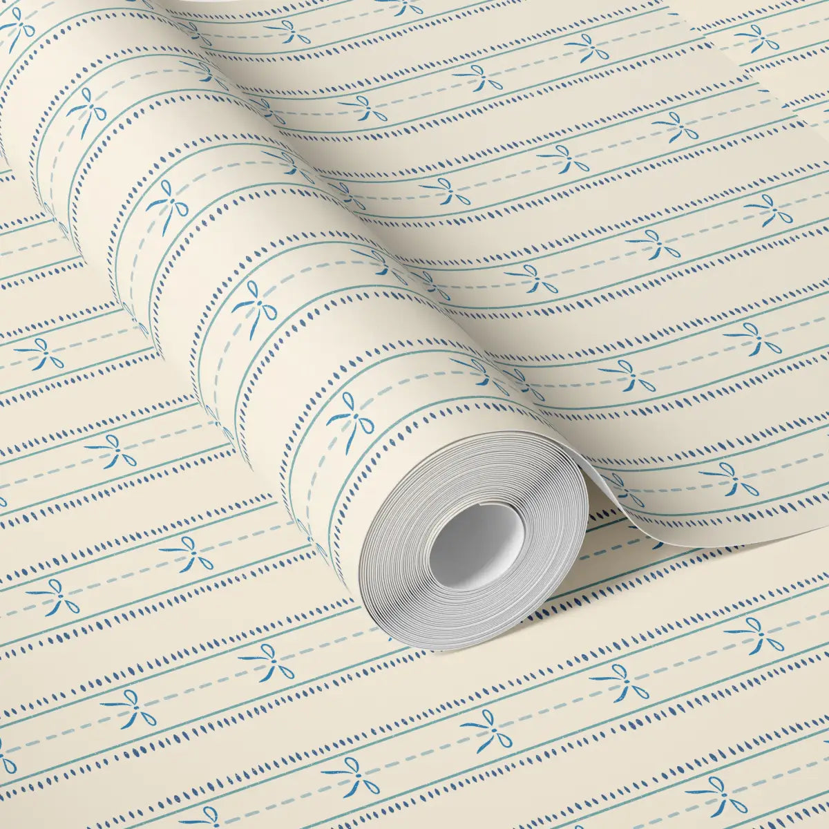Lena Wallpaper - Bows in Stripes - by House of Haricot - Loomwell Home Goods