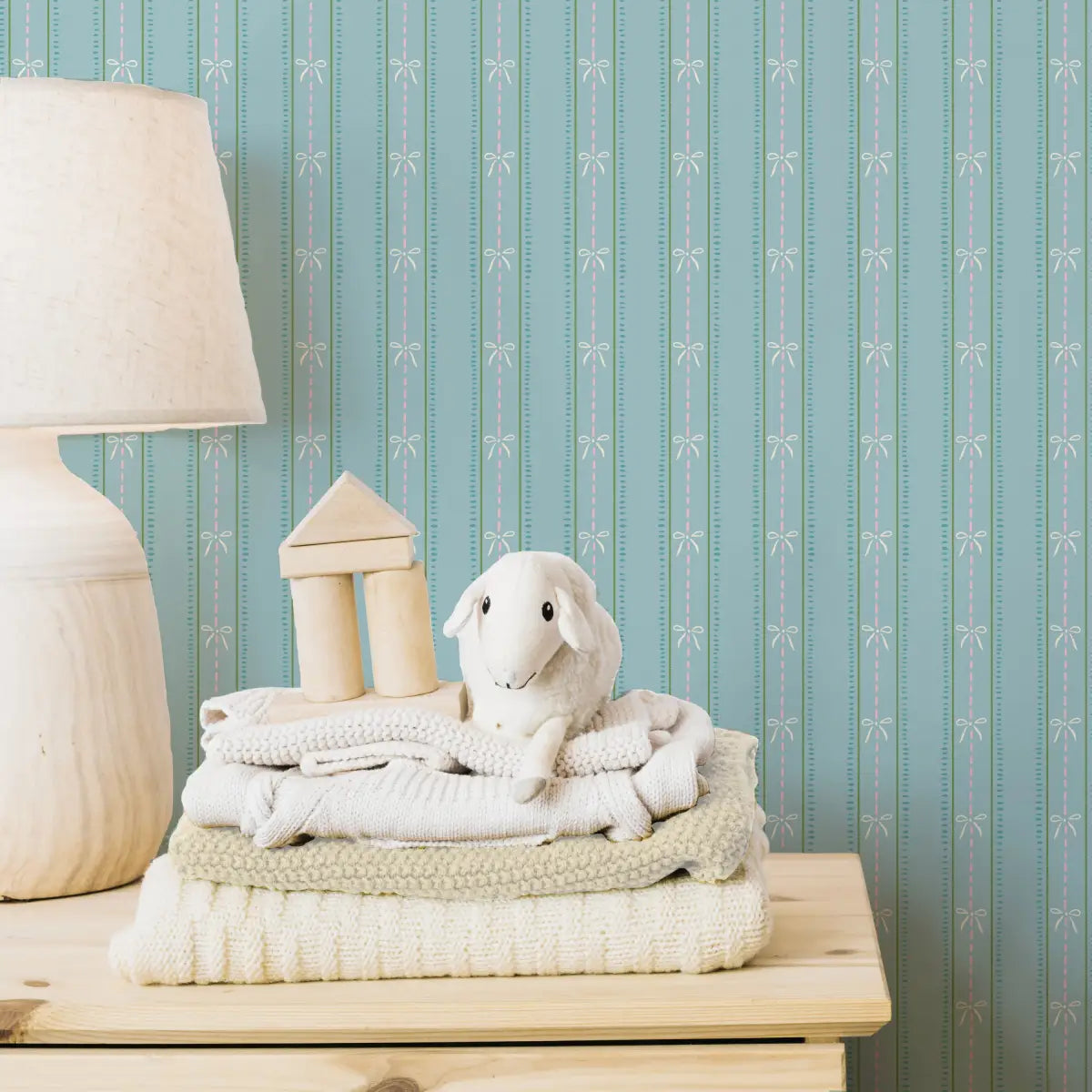 Lena Wallpaper - Bows in Stripes - by House of Haricot - Loomwell Home Goods