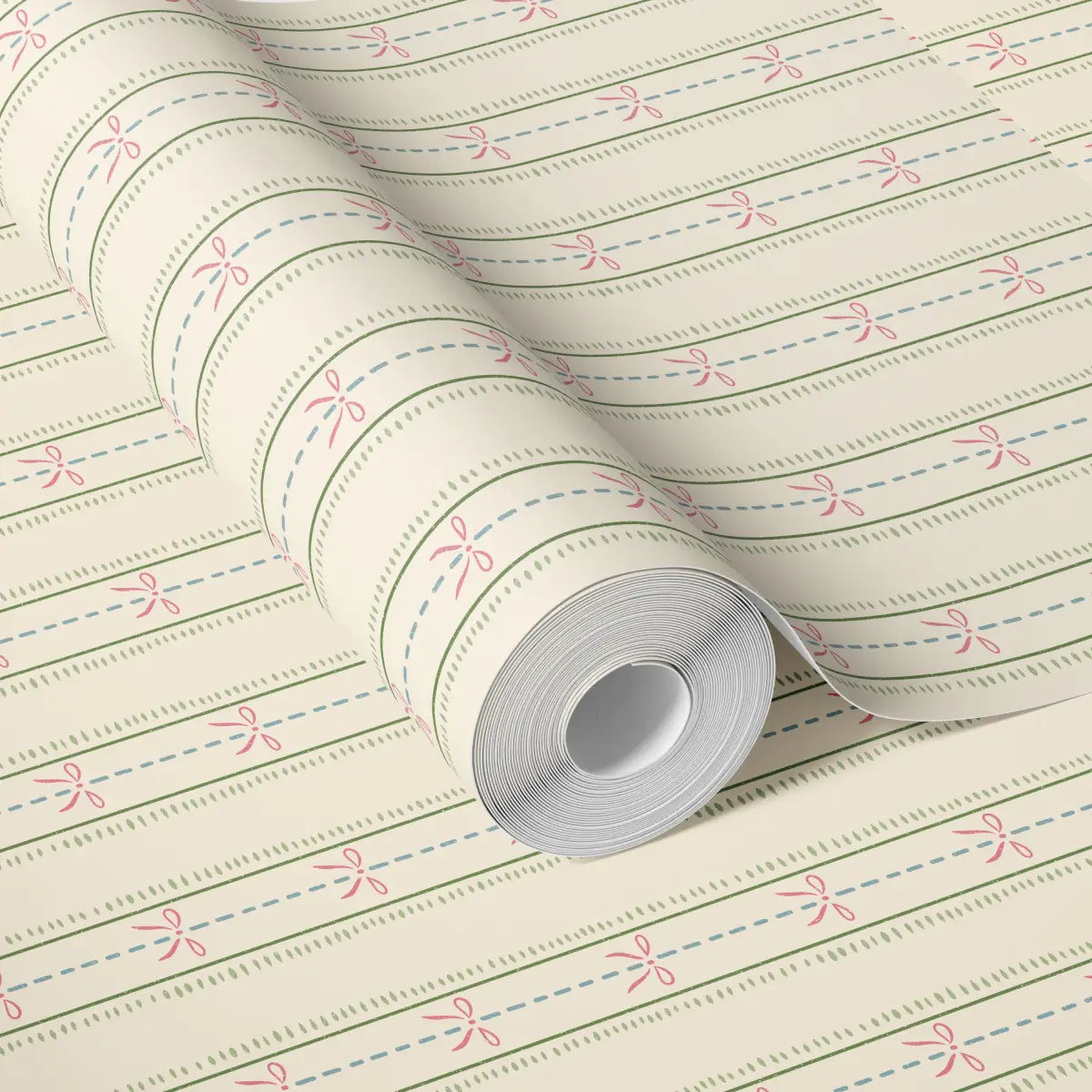 Lena Wallpaper - Bows in Stripes - by House of Haricot - Loomwell Home Goods