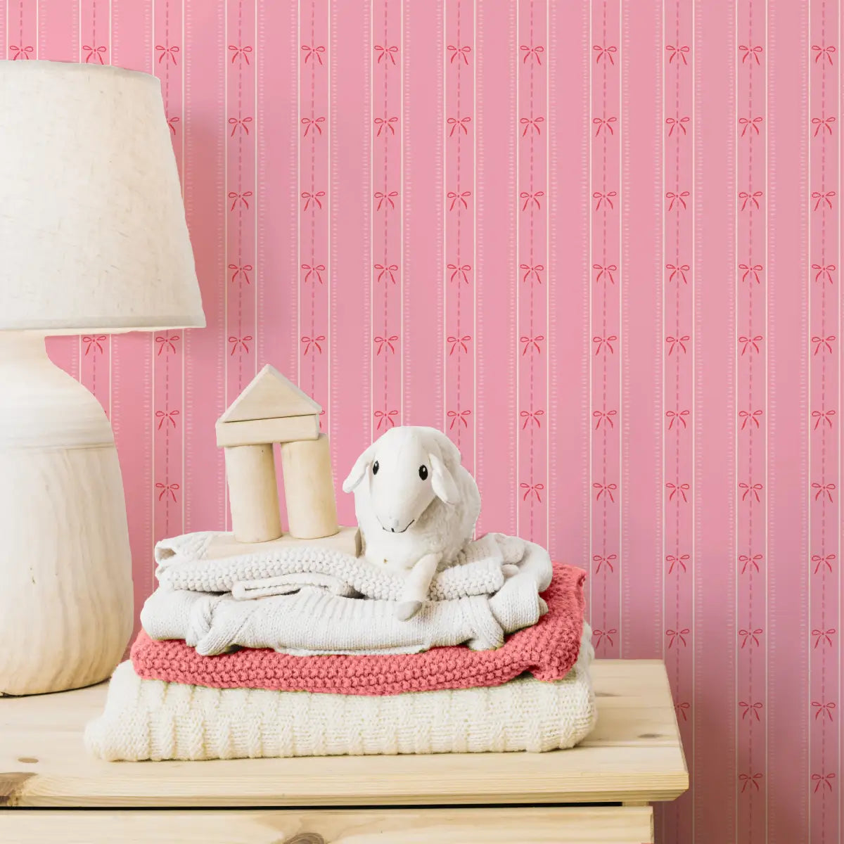 Lena Wallpaper - Bows in Stripes - by House of Haricot - Loomwell Home Goods