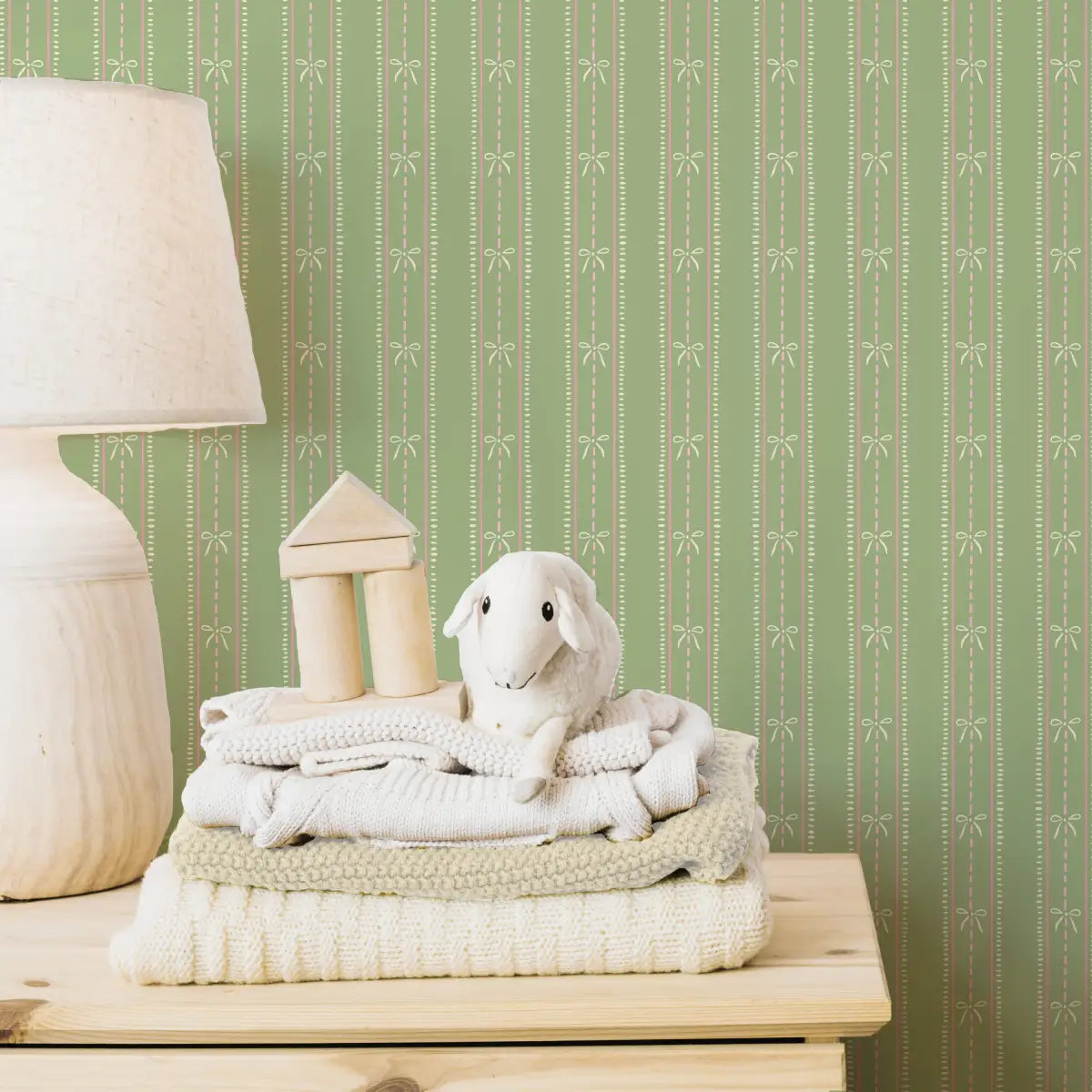 Lena Wallpaper - Bows in Stripes - by House of Haricot - Loomwell Home Goods