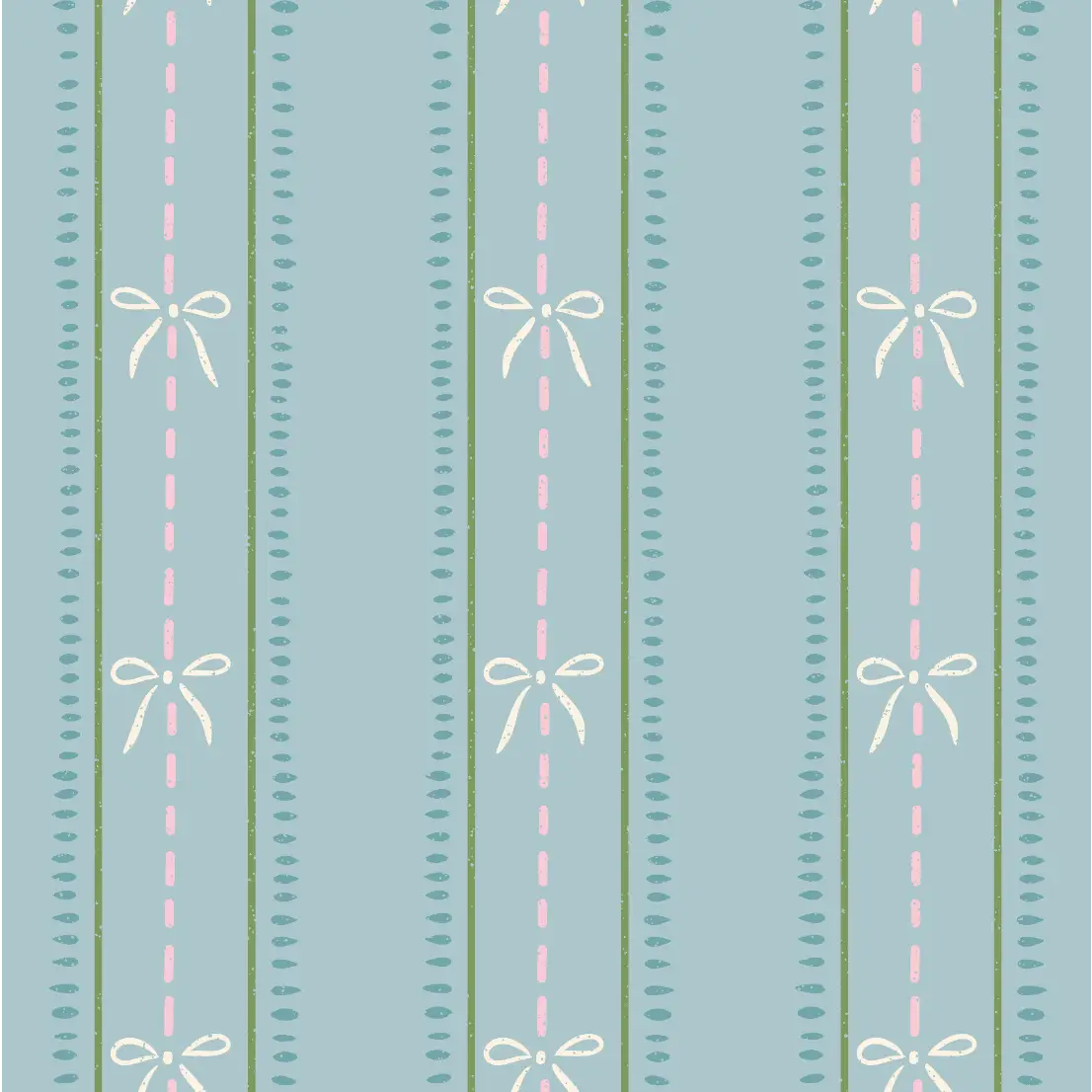 Lena Wallpaper - Bows in Stripes - by House of Haricot - Sample 1 foot by 1 foot / Blue and Cream - Loomwell Home Goods