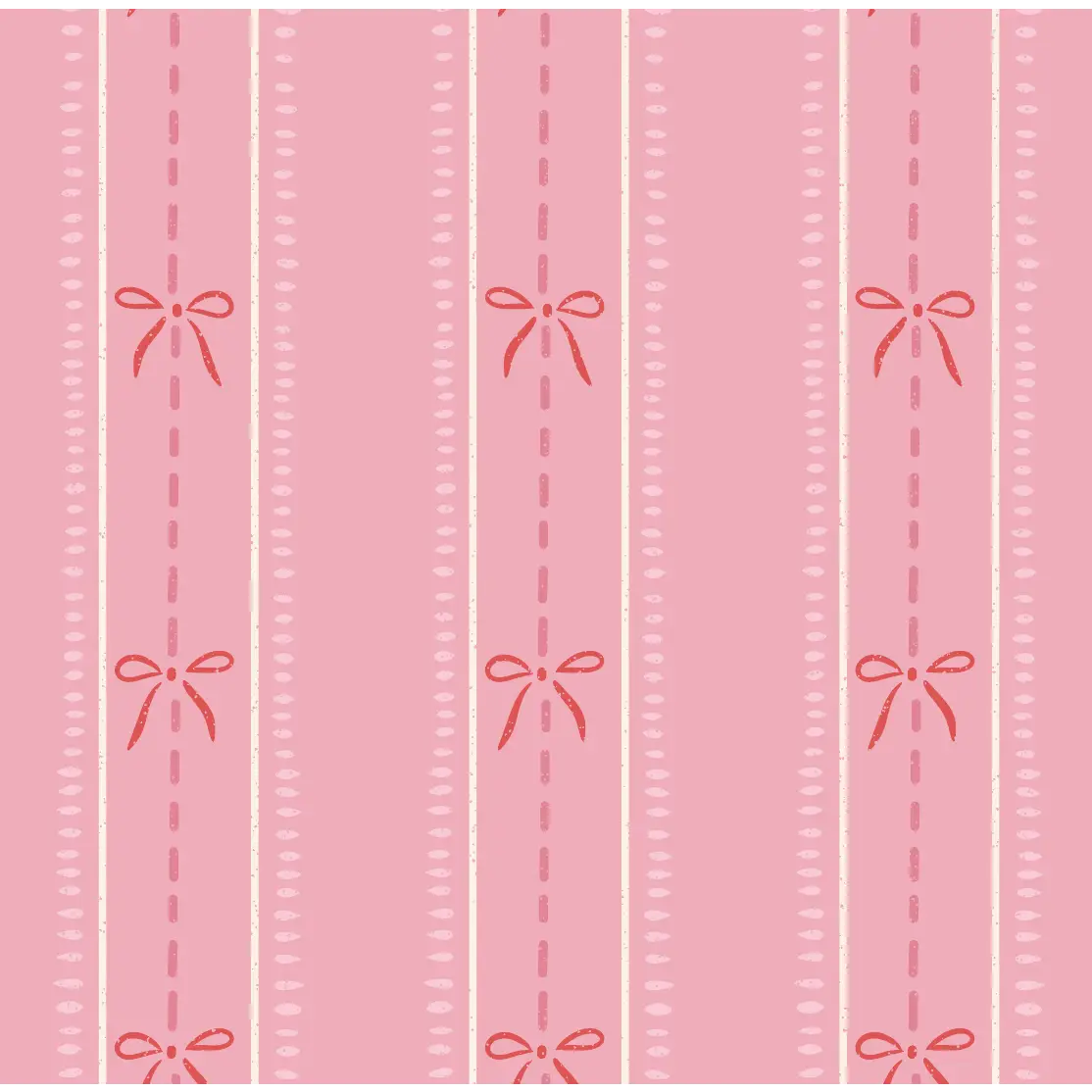 Lena Wallpaper - Bows in Stripes - by House of Haricot - Sample 1 foot by 1 foot / Pink and Red - Loomwell Home Goods