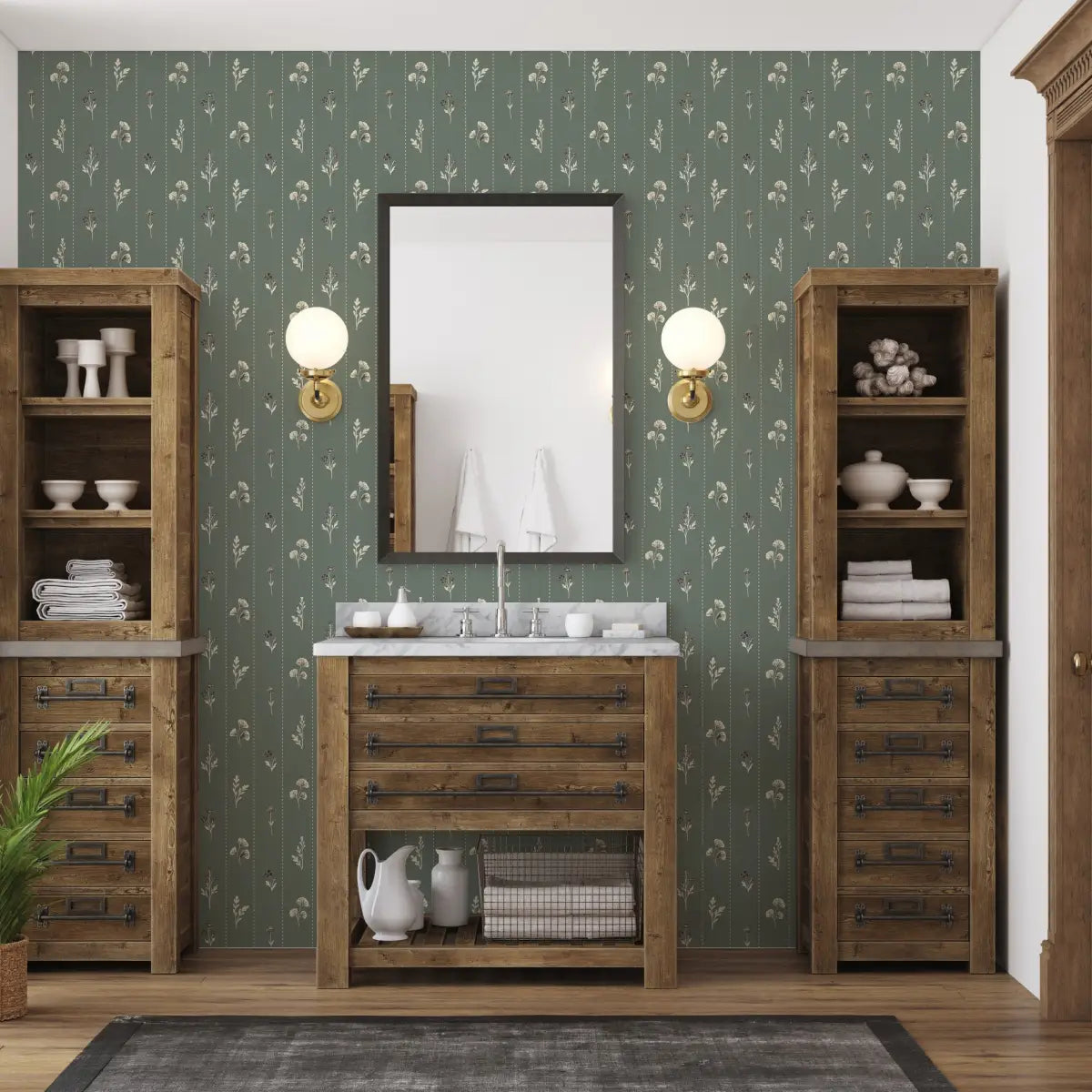 Leni Wallpaper - Flower Sketches - by The Feral Flower - Loomwell Home Goods