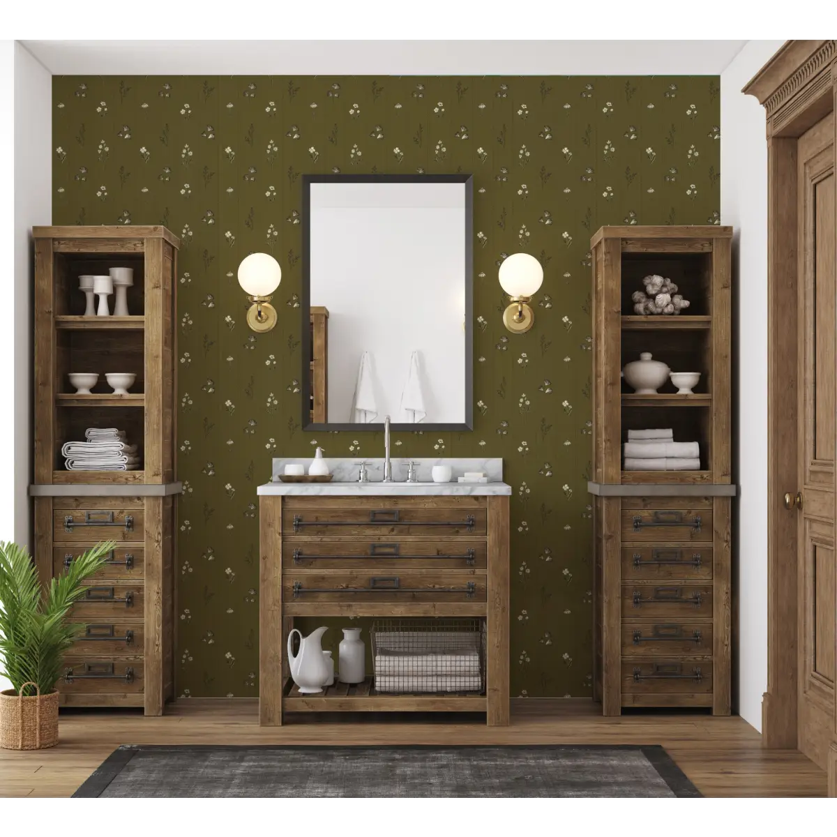 Leni Wallpaper - Flower Sketches - by The Feral Flower - Loomwell Home Goods
