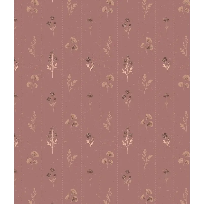 Leni Wallpaper - Flower Sketches - by The Feral Flower - Sample 1 foot by 1 foot / Mauve - Loomwell Home Goods