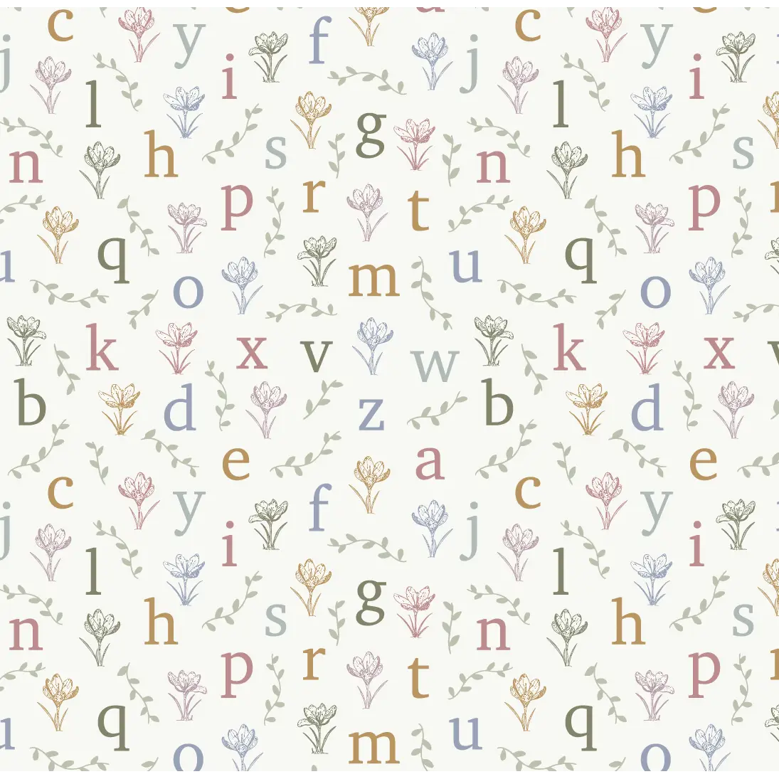 Lenny Wallpaper - Crocus Alphabet for Kids - by Studio Stephie - Loomwell Home Goods