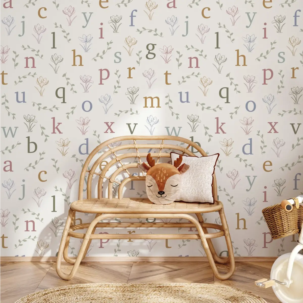 Lenny Wallpaper - Crocus Alphabet for Kids - by Studio Stephie - Sample 1 foot by 1 foot / Large - Loomwell Home Goods