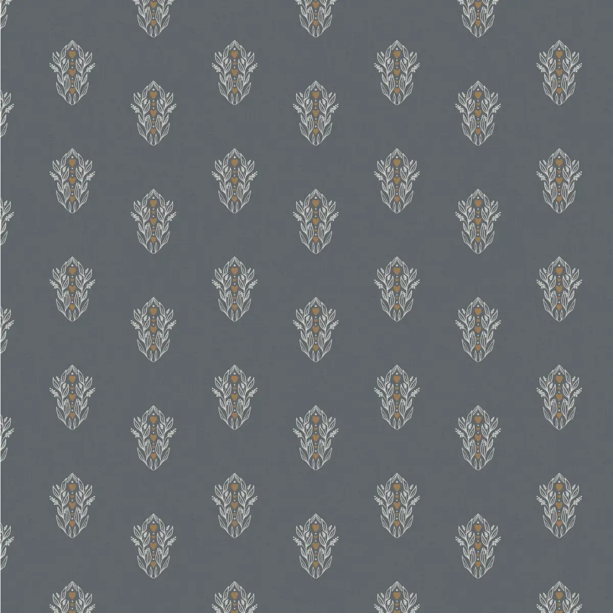 Leonore Wallpaper - Leaves and Hearts - by Lisee Ree - Sample 1 foot by 1 foot / Slate - Loomwell Home Goods