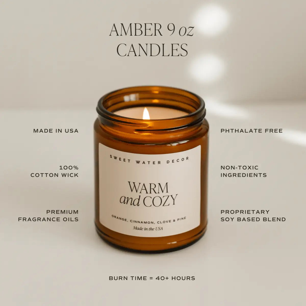 Let It Snow Soy Candle - 9 oz Amber Jar - Sweet Water Decor