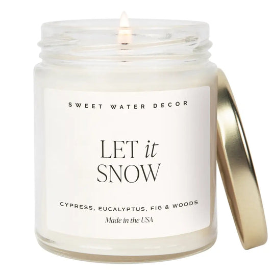 Let It Snow Soy Candle - Clear 9 oz Jar - Sweet Water Decor