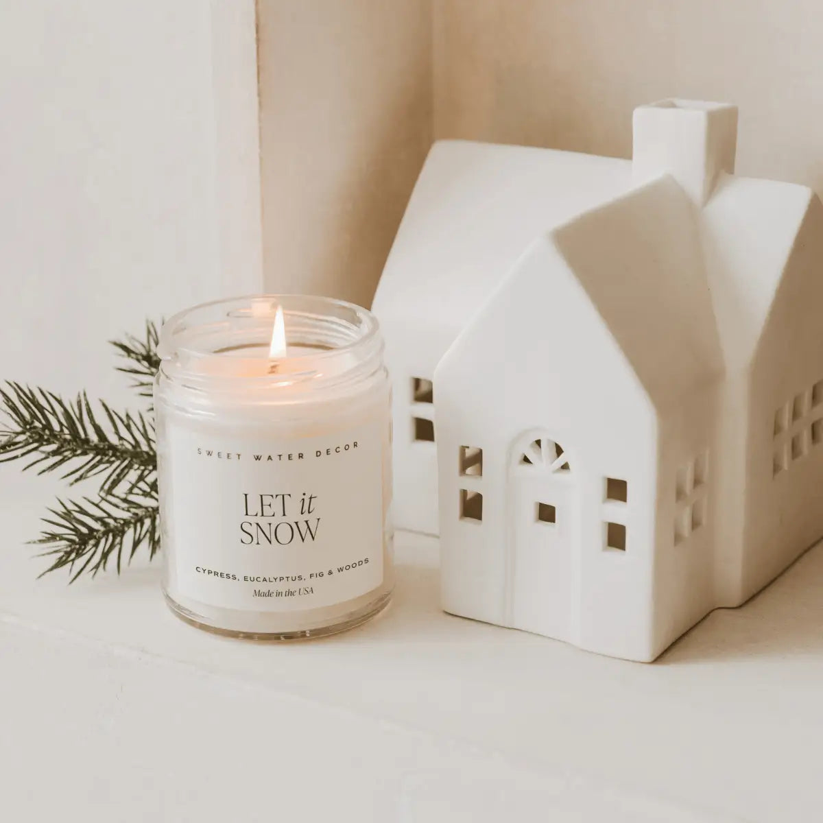 Let It Snow Soy Candle - Clear 9 oz Jar - Sweet Water Decor