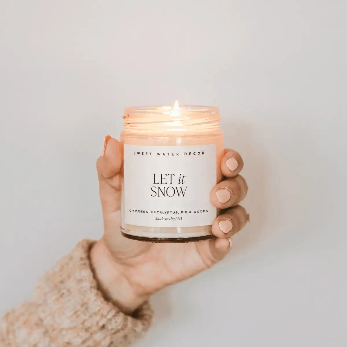 Let It Snow Soy Candle - Clear 9 oz Jar - Sweet Water Decor