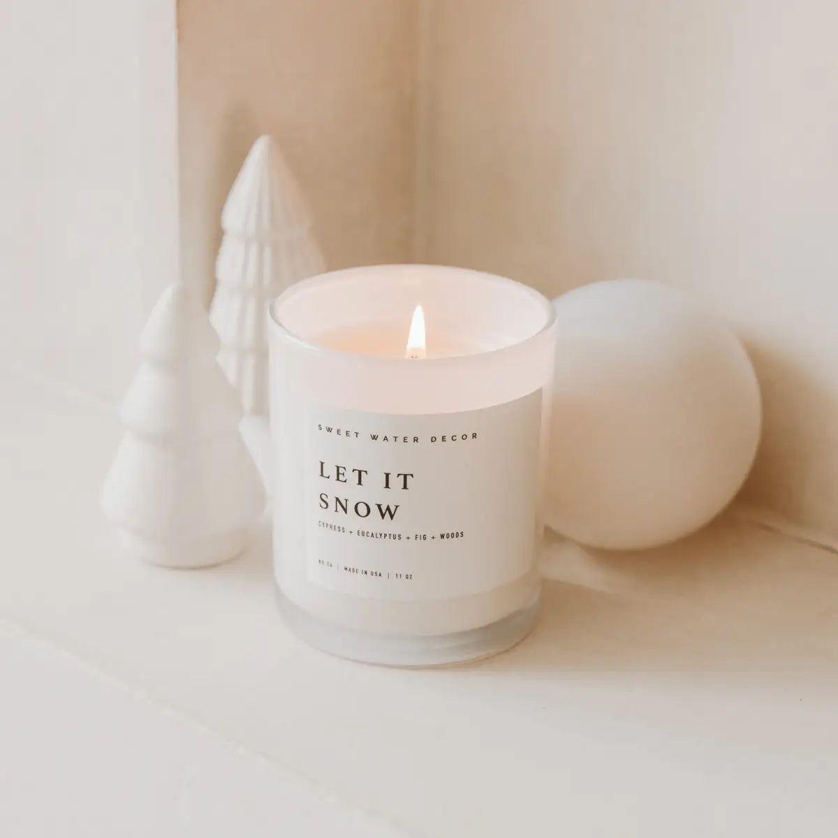 Let It Snow Soy Candle - White Jar - 11 oz - Sweet Water Decor