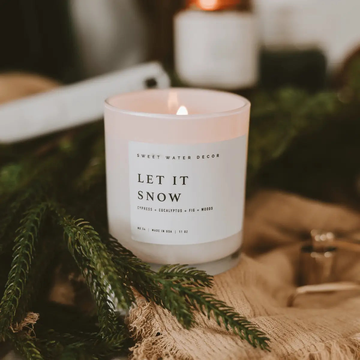 Let It Snow Soy Candle - White Jar - 11 oz - Sweet Water Decor