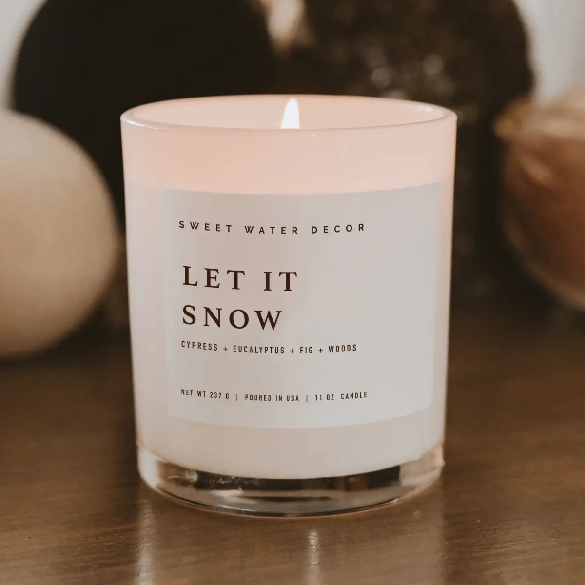 Let It Snow Soy Candle - White Jar - 11 oz - Sweet Water Decor