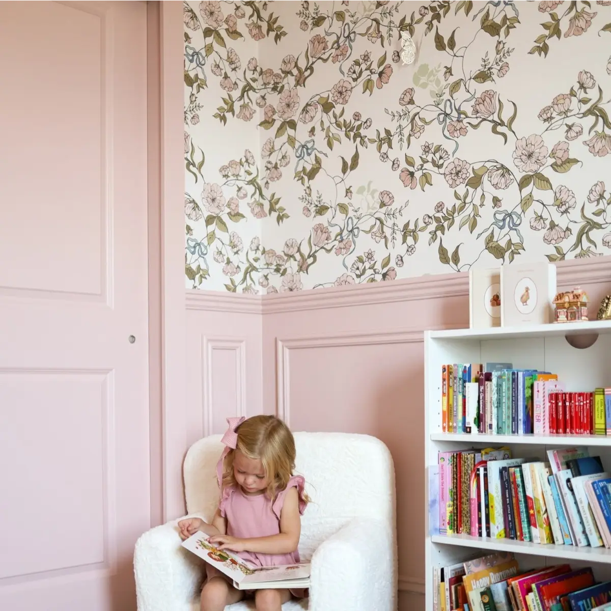 Lettie Wallpaper - Pink Flowers - by Ali Anni - Loomwell Home Goods
