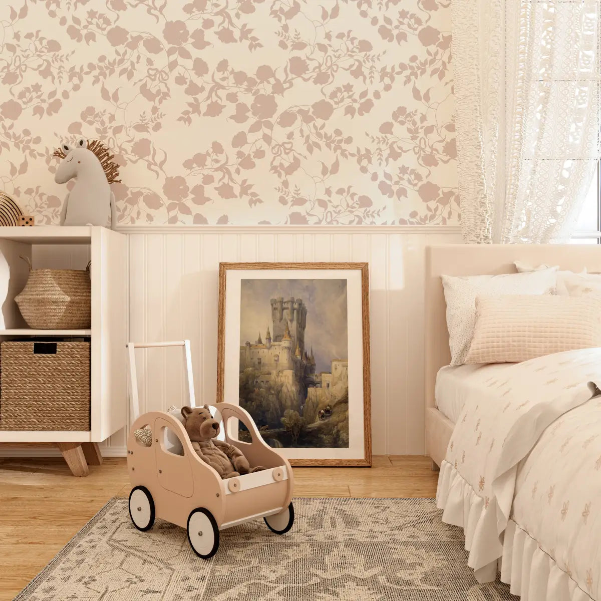 Lettie Wallpaper - Pink Flowers - by Ali Anni - Loomwell Home Goods