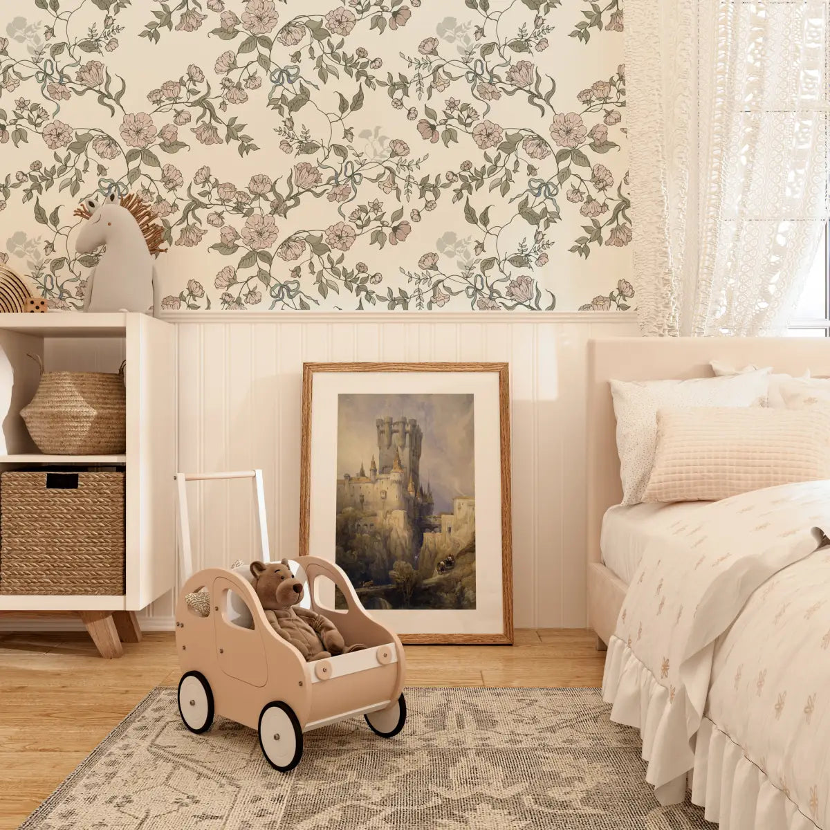 Lettie Wallpaper - Pink Flowers - by Ali Anni - Loomwell Home Goods