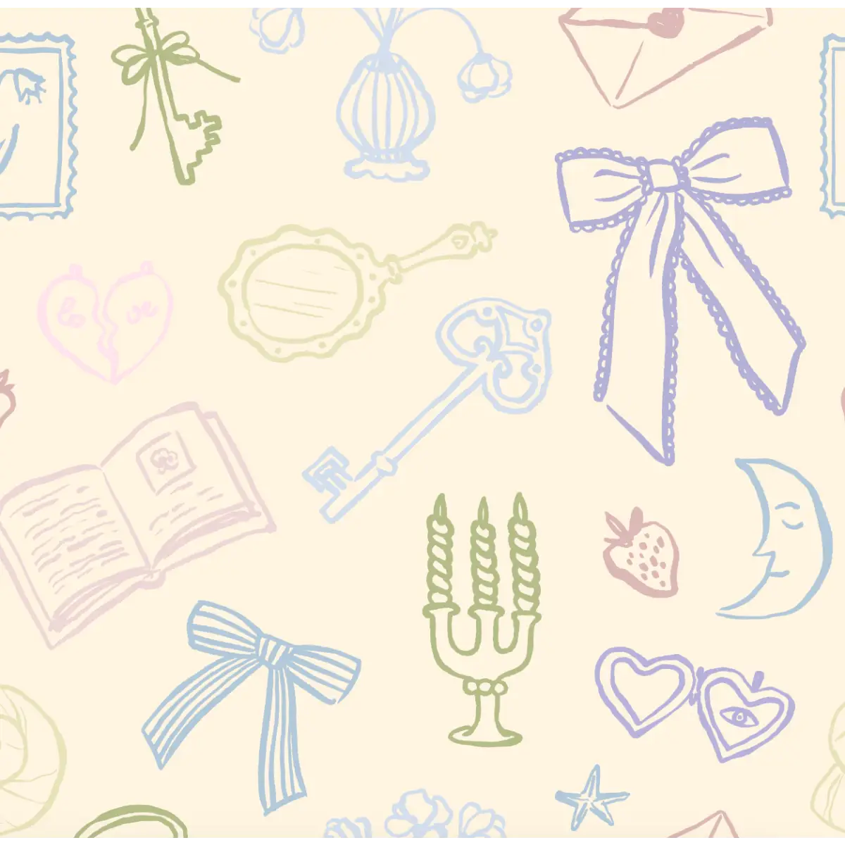Lexi Wallpaper - Girly Things - Sample 1 foot by 1 foot / Multi - Loomwell Home Goods