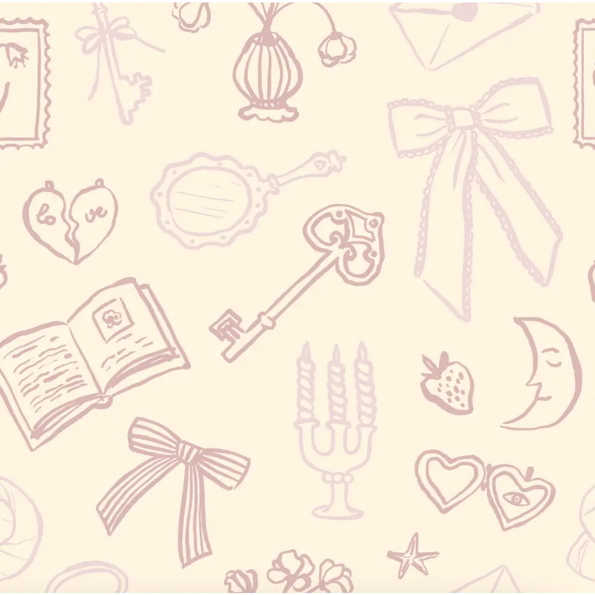 Lexi Wallpaper - Girly Things - Sample 1 foot by 1 foot / Pink - Loomwell Home Goods