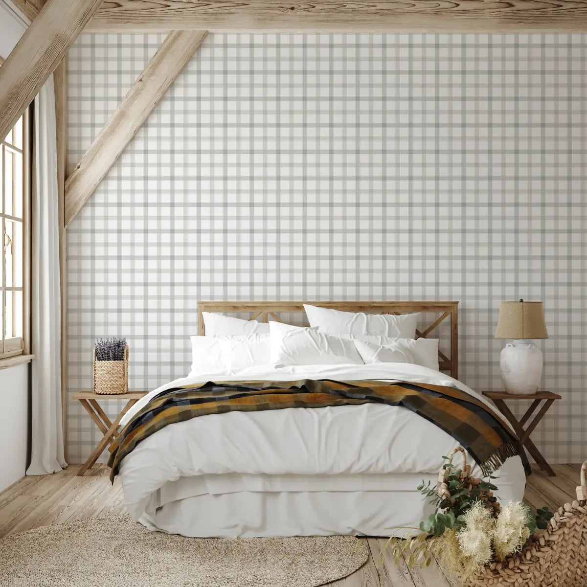 Liam Wallpaper - Simple Check Plaid - by Kourtni Gunn - Loomwell Home Goods