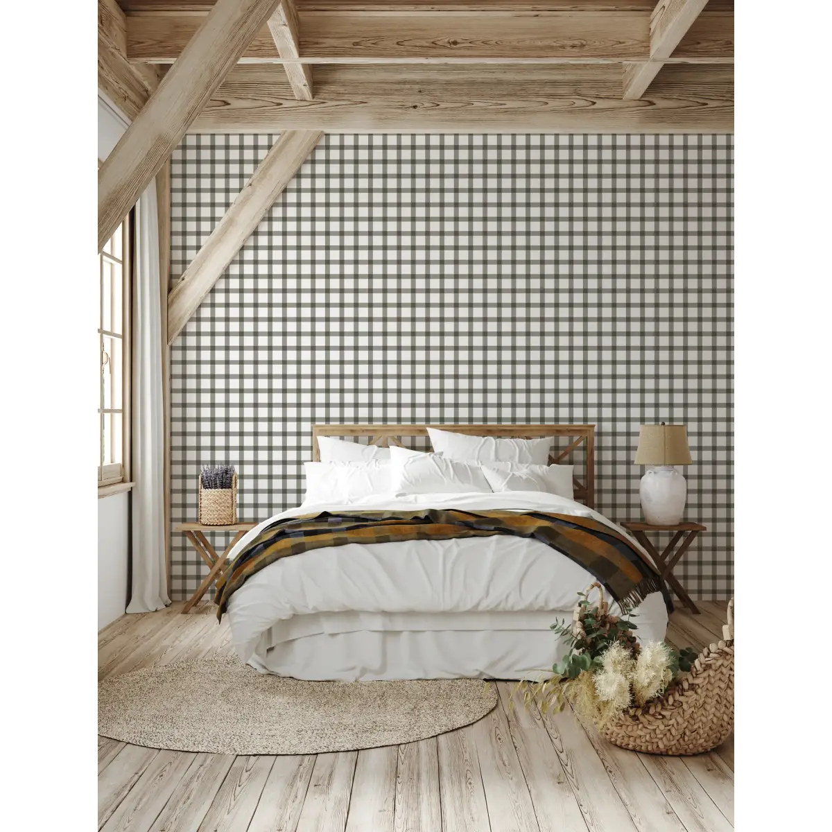 Liam Wallpaper - Simple Check Plaid - by Kourtni Gunn - Loomwell Home Goods