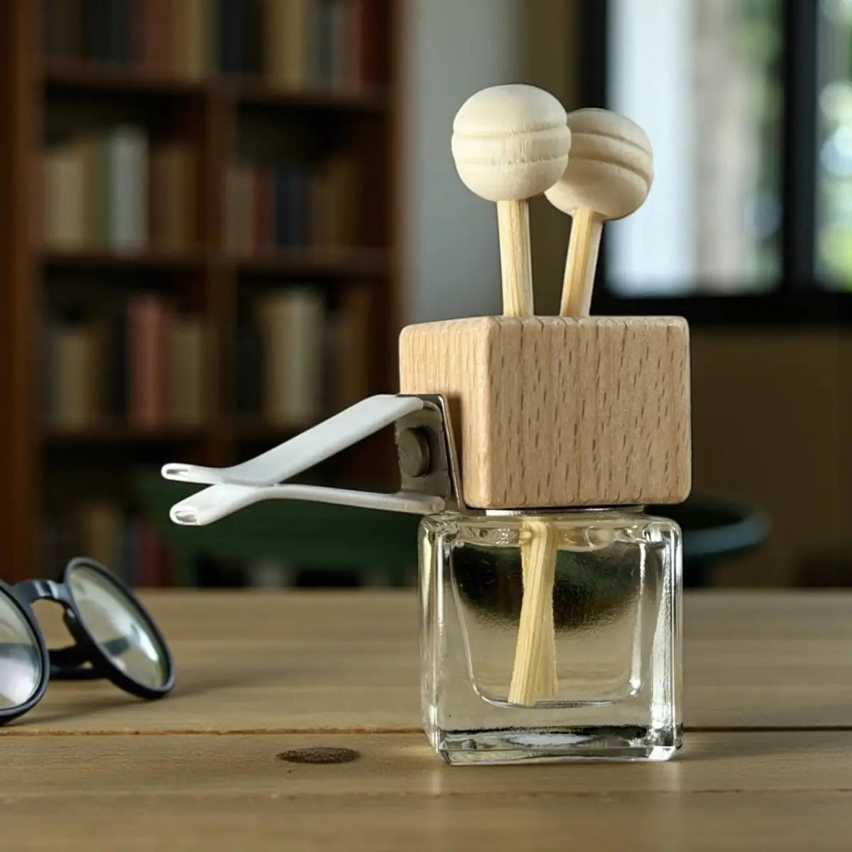Car Freshener - The Library - Glass Bottle 8ml - Vent clip - Charmed Harvest