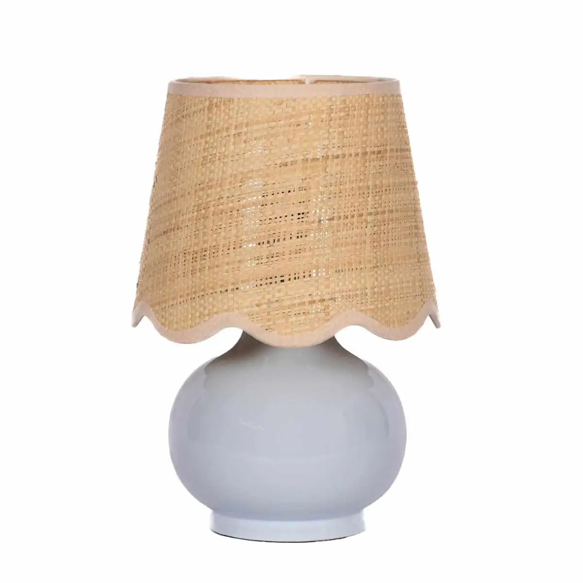 Light Blue Table Lamp with Scalloped Shade - 13’’H x 8’’W x 8’’D - Boutique Rugs