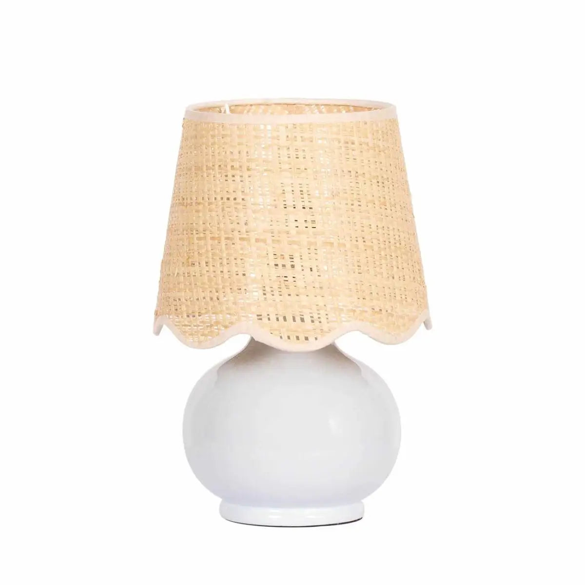 Light Blue Table Lamp with Scalloped Shade - 13’’H x 8’’W x 8’’D - Boutique Rugs