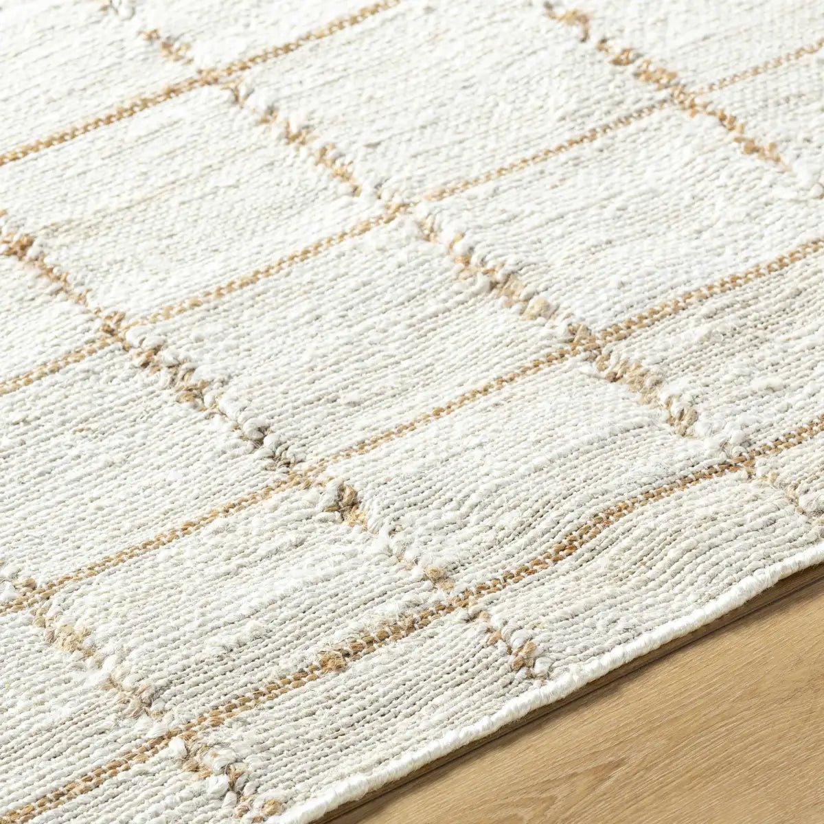 Light Checkered Jute Area Rug - 2’ x 3’ Rectangle - Boutique Rugs