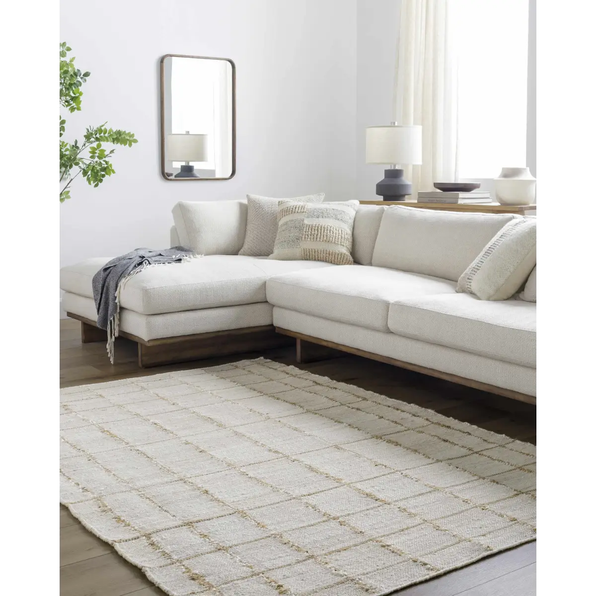 Light Checkered Jute Area Rug - Boutique Rugs