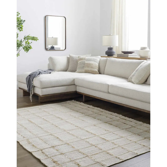 Light Checkered Jute Area Rug - Boutique Rugs