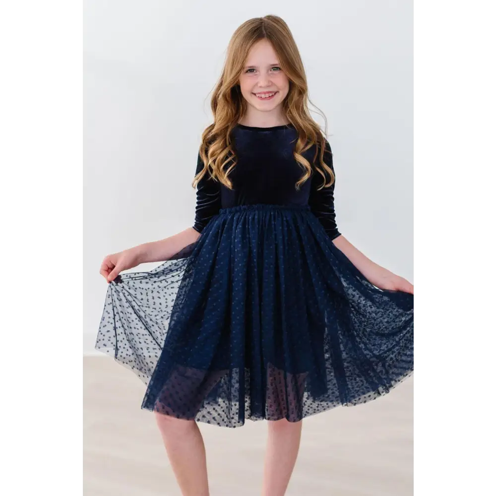 Light Navy Velvet Tutu Dress - Mila & Rose ®
