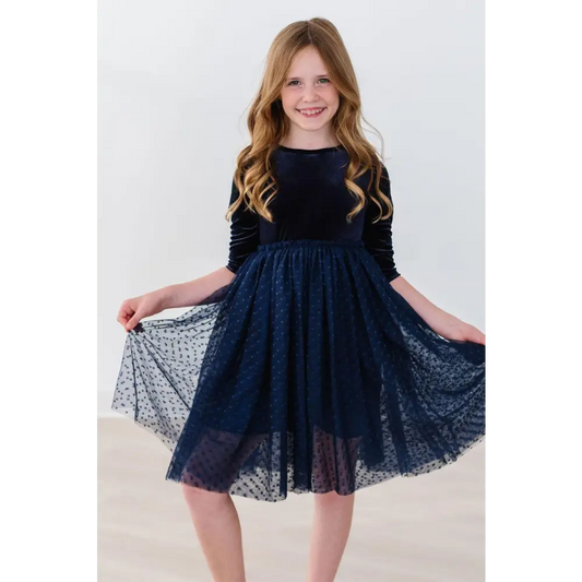 Light Navy Velvet Tutu Dress - Mila & Rose ®