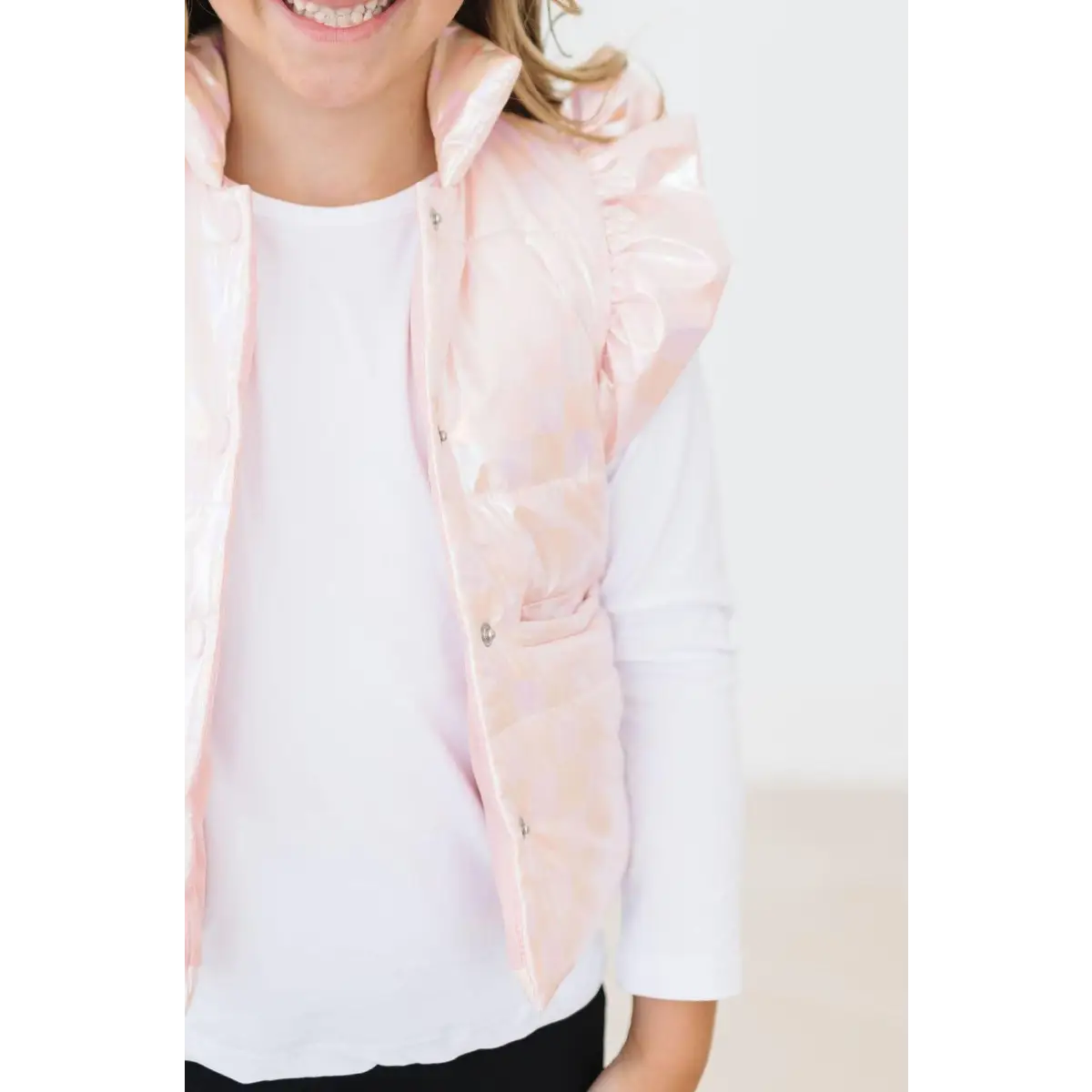 Light Pink Checker Puffer Vest - Mila & Rose ®