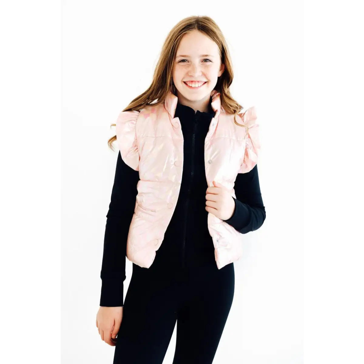 Light Pink Checker Puffer Vest - Mila & Rose ®