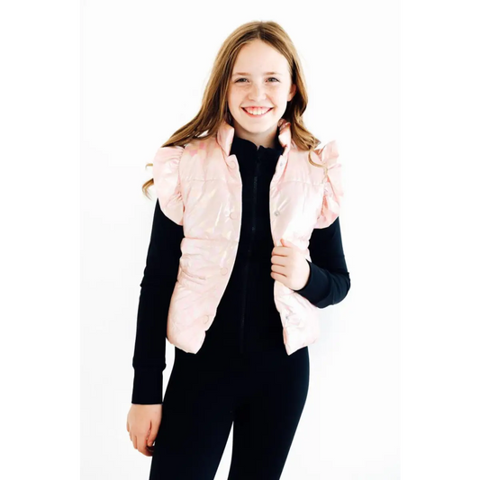 Light Pink Checker Puffer Vest - Mila & Rose ®