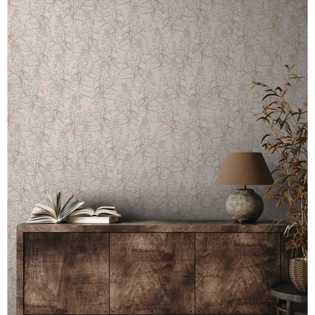 Lilac Wallpaper - Lilac Flower Line Drawings - by Brittany Polatis Design - Loomwell Home Goods