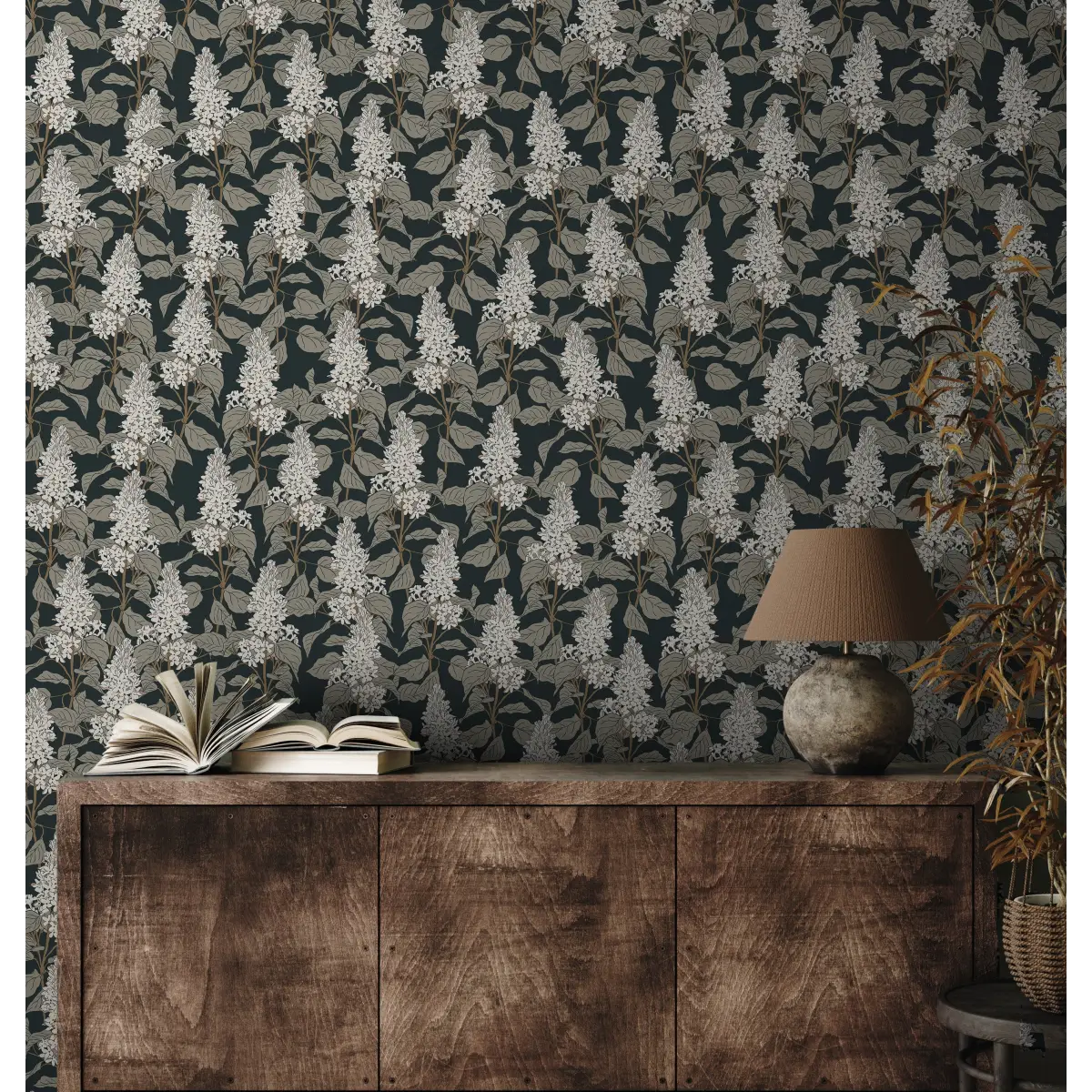 Lilac Wallpaper - Lilac Flower Line Drawings - by Brittany Polatis Design - Loomwell Home Goods