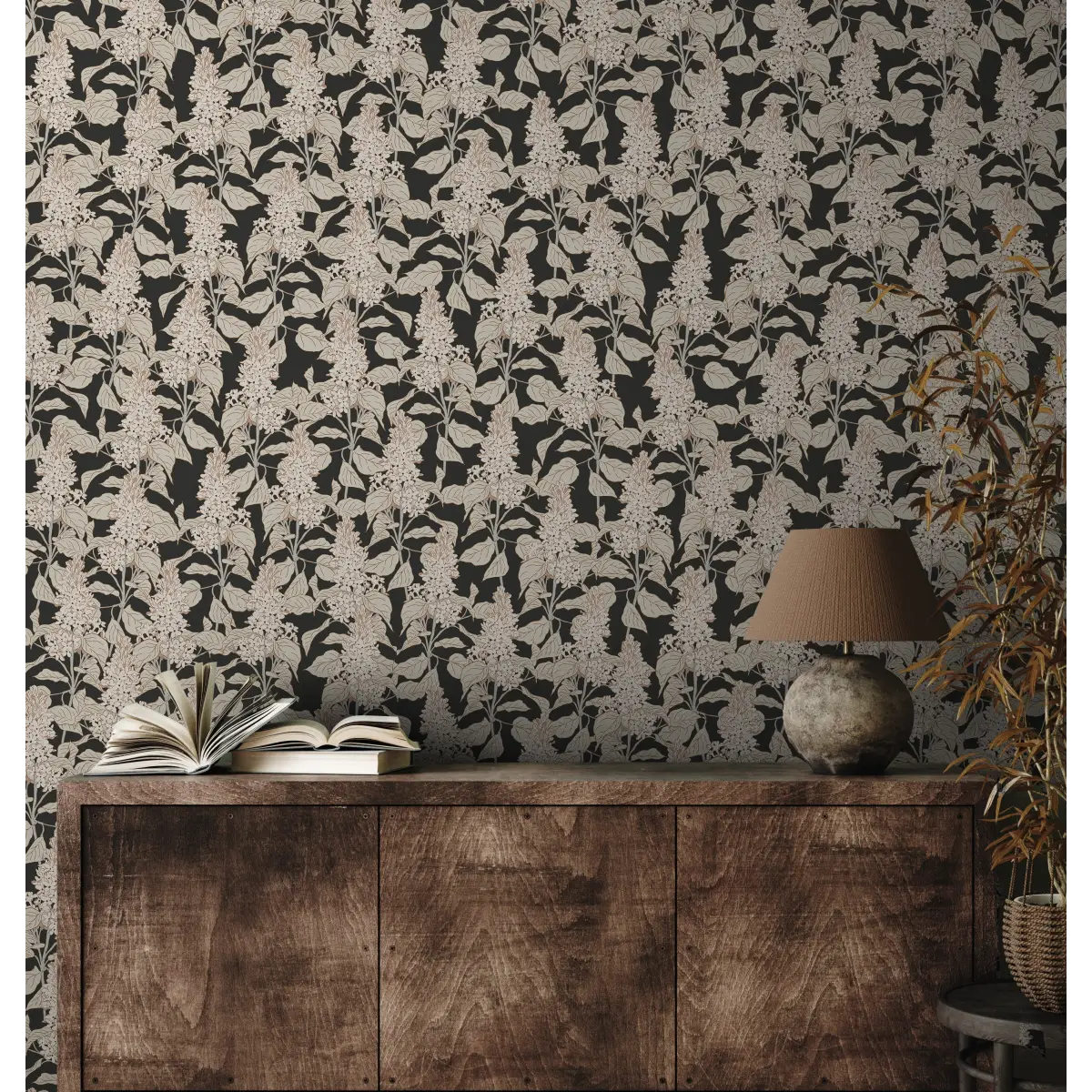 Lilac Wallpaper - Lilac Flower Line Drawings - by Brittany Polatis Design - Loomwell Home Goods